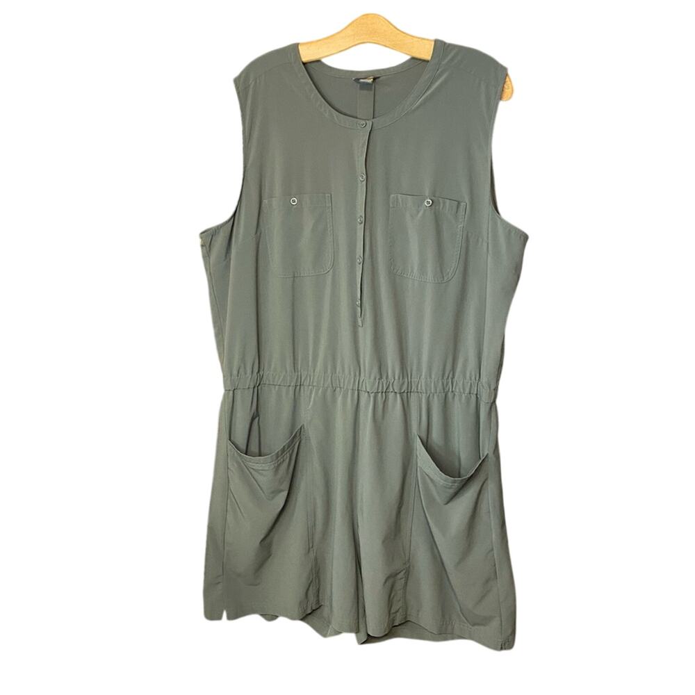 Eddie Bauer Olive Green Sleeveless romper Bermuda short utility outdoors 2XL